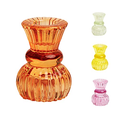 Talking Tables Small Orange Glass Candle Holder for Candlesticks or Tea Lights Decorative Table Decorations Indoor Outdoor Dining Halloween Party Decorations Home Decor BohoORGSMLCNDLHOLD - Image 1