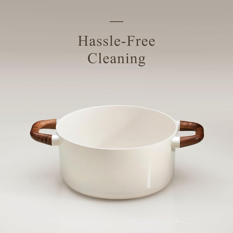 CAROTE 5QT Nonstick Stock Pot with Lid, 5 Quart Casserole with Ladle, Even Heating Stockpot, Fits All Stoves, Non Stick Big Cooking Pots PFOA Free, White - Image 4