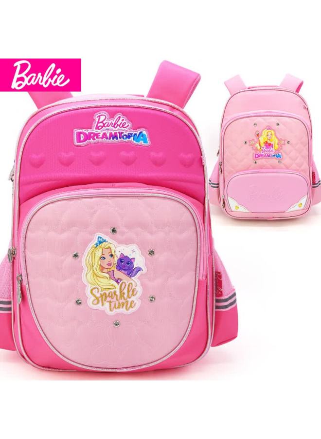 Barbie حقيبة ظهر باربي للأطفال للفتيات من الصف الأول إلى الصف الرابع، حقيبة مدرسية أميرة خفيفة الوزن وجميلة مع دعم مريح - Image 1