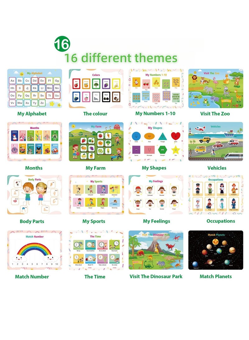 NOVOLAN My Preschool Busy Book, Children'S Early Education Quiet Book, Including Tactile Play, Tear-and-Paste Exercises, Flip-Through Pages, & Early Learning Prompts, 16 Different Themes, 29 * 21.5cm - Image 2