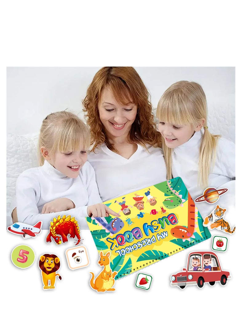 NOVOLAN My Preschool Busy Book, Children'S Early Education Quiet Book, Including Tactile Play, Tear-and-Paste Exercises, Flip-Through Pages, & Early Learning Prompts, 16 Different Themes, 29 * 21.5cm - Image 4