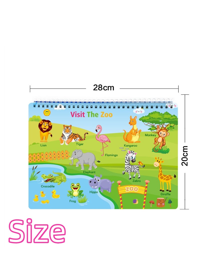 NOVOLAN My Preschool Busy Book, Children'S Early Education Quiet Book, Including Tactile Play, Tear-and-Paste Exercises, Flip-Through Pages, & Early Learning Prompts, 16 Different Themes, 29 * 21.5cm - Image 5