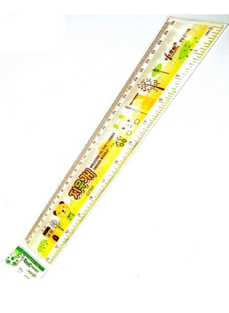 1 piece -straight plastic ruler 30 cm, multicolor - Image 2