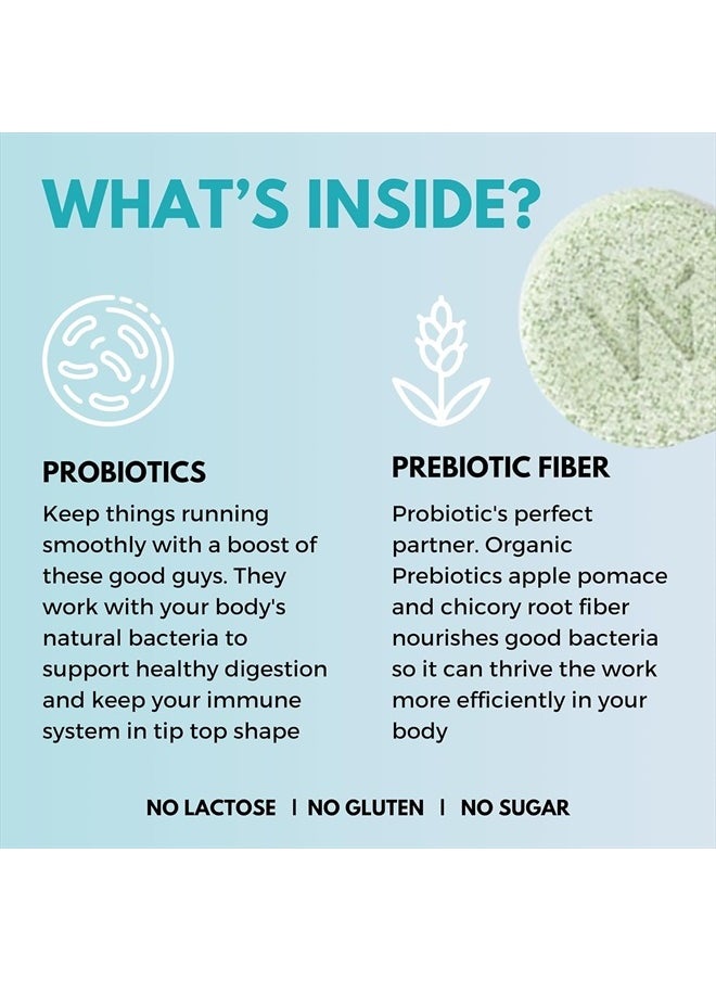 WELLBEING NUTRITION - Wellbeing Nutrition Daily Probiotics + Prebiotics | Improve Metabolism, Acidity Relief, Digestion & Gut Health | 18 Billion CFU Organic Probiotics Supplement for Men & Women (21 Effervescent Tabs) - Image 1