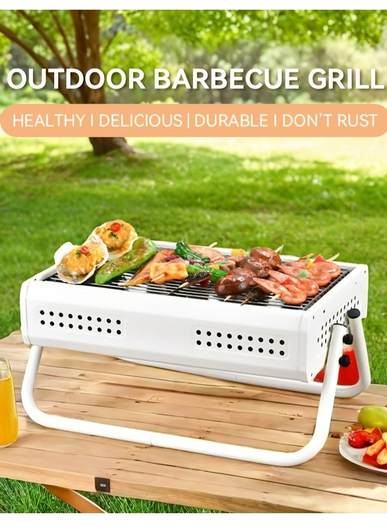 Outdoor Household Charcoal Grill, Foldable Portable Grill, Camping Grill  Portable Stainless Steel Charcoal Grill - Durable Paint Finish for Outdoor BBQs and Party Cooking - Image 1