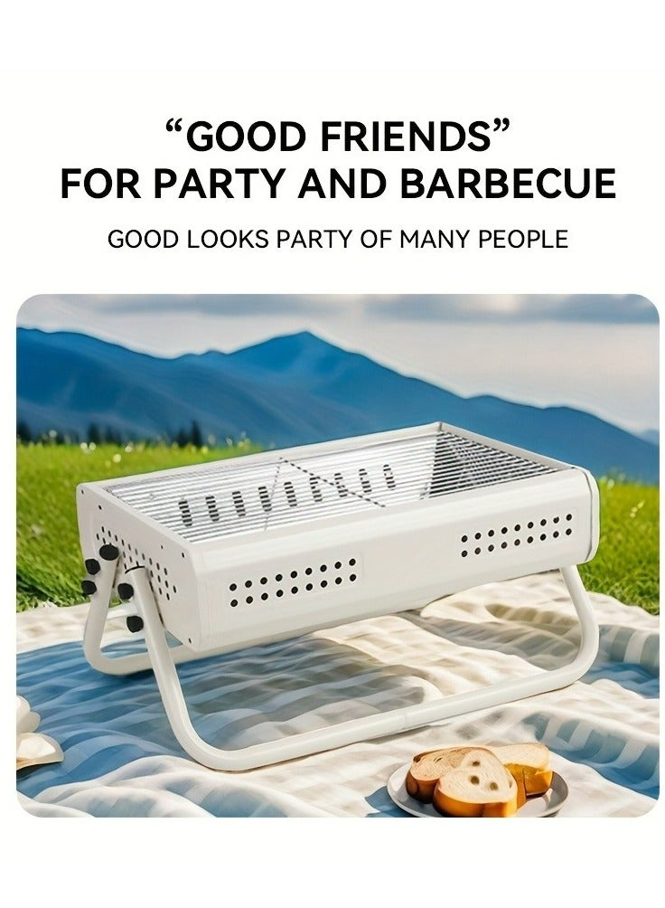 Outdoor Household Charcoal Grill, Foldable Portable Grill, Camping Grill  Portable Stainless Steel Charcoal Grill - Durable Paint Finish for Outdoor BBQs and Party Cooking - Image 5