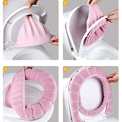 RAHAS Bathroom Soft Toilet Seat Cover Pad Washable Toilet Seat Cushion Mat Winter Washable and Comfortable Toilet Seat Cover Pads Easy Installation & Cleaning - Pack of 1 - Image 3