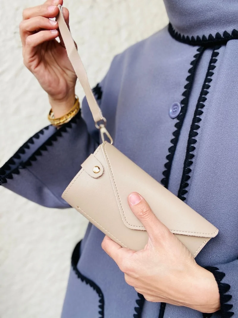 Çanta Trend Artificial Leather Mink Color Phone, Credit Card Coin and Paper Money Compartment Envelope Model Women's Wallet