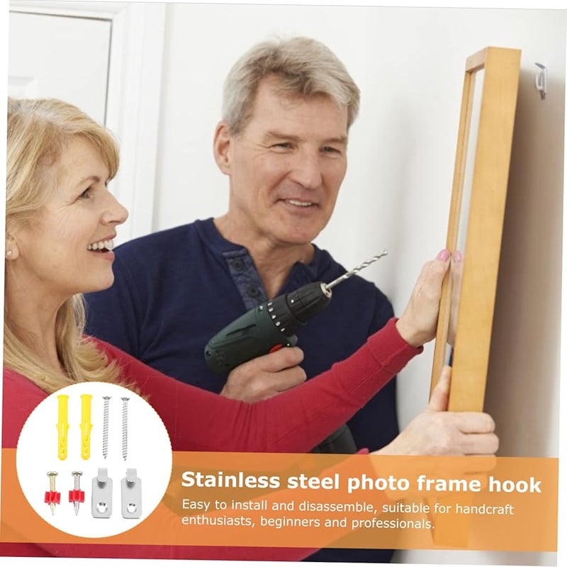 Tehaux 4 مجموعات من مجموعة خطاف إطار الصورة مع أدوات التثبيت لتعليق الصور والجداريات الفنية بسهولة - Image 4