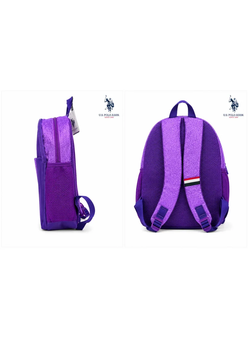 U.S. Polo Assn. U.S. Polo Assn. Classic Lilac Glitter Star Charm Backpack for School and Office MultiCompartment Bag for Campus