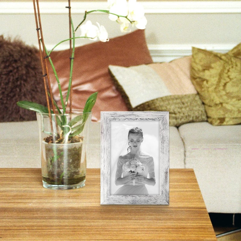 Toforevo Picture Frames 4X6 Set Of 2 Distressed White Wood Grain Photo Frame For Gallery Wall Mounting Or Tabletop Display - Image 4