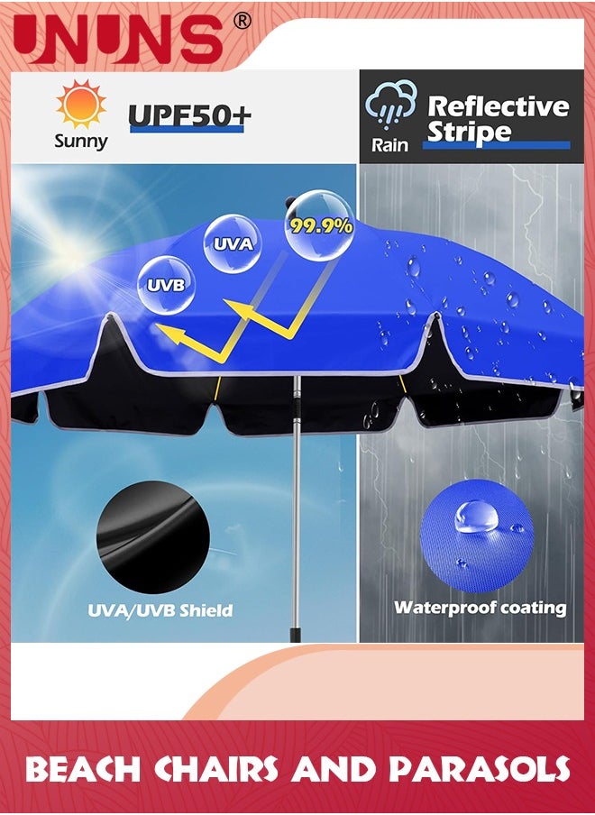 UNUNS 38 inch Beach Umbrella with Clamp,Sun Shade for Beach Chair,360°Adjustable UV Protection Golf Umbrella With Clip for Outdoor Stroller Wheelchair Camping Chair,Blue  - Image 4