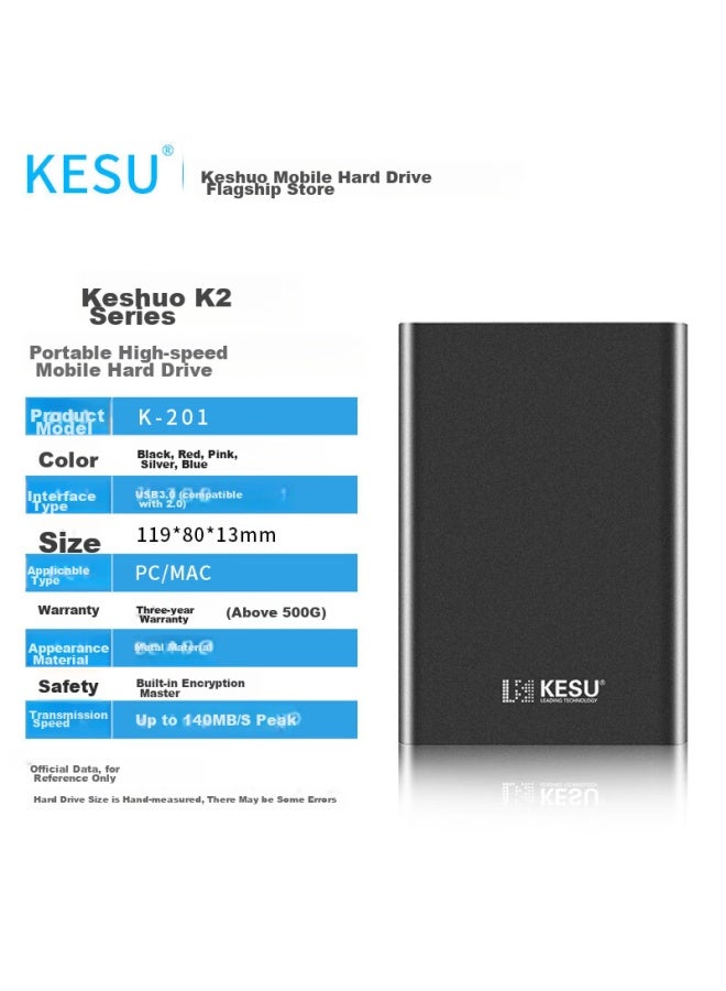 Kesu Portable Hard Drive, Large Capacity, Encrypted, 320gb, Usb3.0, K201, 2.5-inch, Premium Metal, Space Gray, External Storage, File And Photo Backup, Large Usb Flash Drive - Image 5