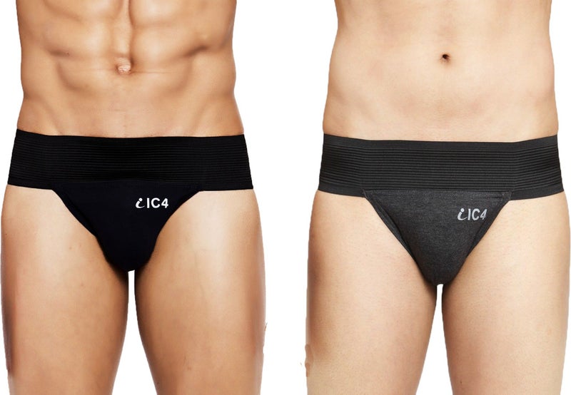 IC4 Store Men's Gym Supporter Combo Pack of 2 - Black and Charcoal - Image 1