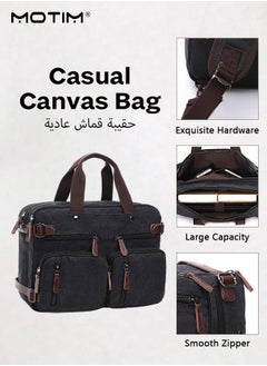 Motim 17.3 Inch Convertible Laptop Bag Convertible Backpack/ Messenger Bag/ Shoulder Bag/ Handbag/ Business Briefcase, Multi-Functional Notebook Computer Carrying Bag Fits 15.6 Inch Laptop for Men/Women  - Image 3