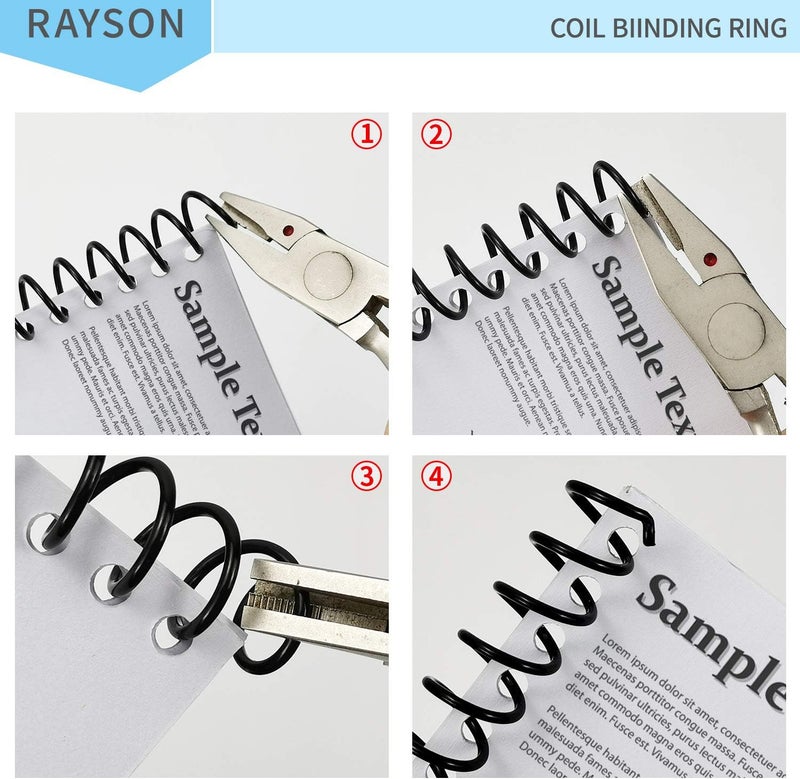 RAYSON 9.5mm Plastic Spiral Coil Binding 3:1 Pitch, 3/8inch, 60 Sheets Capacity Black Coil Binding Spines - Versatile for Office and Educational Tasks, Pack of 100 - Image 5