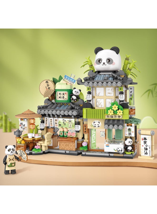 Compatible Lego Panda Tea Room Bear Coffee Shop Street View Building Model Diy Assembled Toys Wholesale-Color:1305 Sugar Bean House-hug Bucket  - Image 4