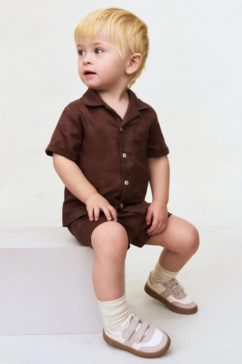 اتش اند ام طقم ملابس من الكتان- عبوة من قطعتين