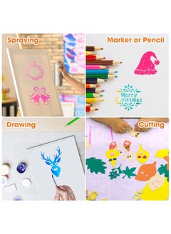 Marspark Marspark 120 Pcs Small Christmas Stencils, 3 x 3 Inch Reusable Holiday Stencils for Painting on Wood Slices, Fabric, Paper, Card, Window Decor, DIY Christmas Ornaments, Crafts, Drawing, Art Projects  - Image 4