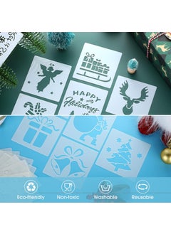 Marspark Marspark 120 Pcs Small Christmas Stencils, 3 x 3 Inch Reusable Holiday Stencils for Painting on Wood Slices, Fabric, Paper, Card, Window Decor, DIY Christmas Ornaments, Crafts, Drawing, Art Projects  - Image 3