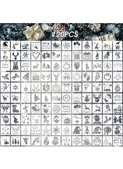 Marspark Marspark 120 Pcs Small Christmas Stencils, 3 x 3 Inch Reusable Holiday Stencils for Painting on Wood Slices, Fabric, Paper, Card, Window Decor, DIY Christmas Ornaments, Crafts, Drawing, Art Projects  - Image 1