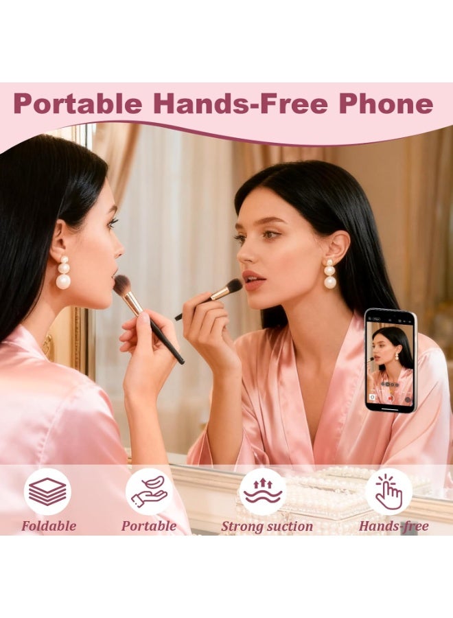 Suction Cup Phone Mount, Silicone Strong Suction Adhesive Phone Grip, Adjustable Angle Phone Holder and Hands-Free Phone Holder for Selfies, Videos and Makeup (Pink) - Image 4