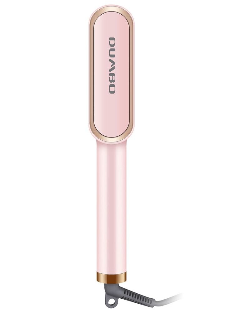 DUMBO Hair Straightener Brush,Hair Straightening Iron with Built-in Comb, 20s Fast Heating & 5 Temp Settings & Anti-Scald, Perfect for Professional Salon at Home (Pink) 3*27cm  - Image 1