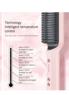 DUMBO Hair Straightener Brush,Hair Straightening Iron with Built-in Comb, 20s Fast Heating & 5 Temp Settings & Anti-Scald, Perfect for Professional Salon at Home (Pink) 3*27cm  - Image 5