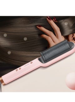 DUMBO Hair Straightener Brush,Hair Straightening Iron with Built-in Comb, 20s Fast Heating & 5 Temp Settings & Anti-Scald, Perfect for Professional Salon at Home (Pink) 3*27cm  - Image 3