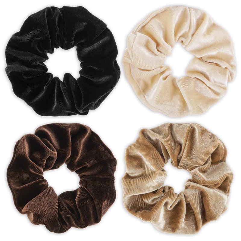 WY LIGHTING LEVEL Large Scrunchies for Women 4Pcs Velvet Jumbo Scrunchies for Hair Soft Ponytail Holder Cute Colors Elastic Hair Bands Fashion Bulk Hair Ties for Teens Girls Thick Curly Thin Fine Hair Valentine's Day - Image 1
