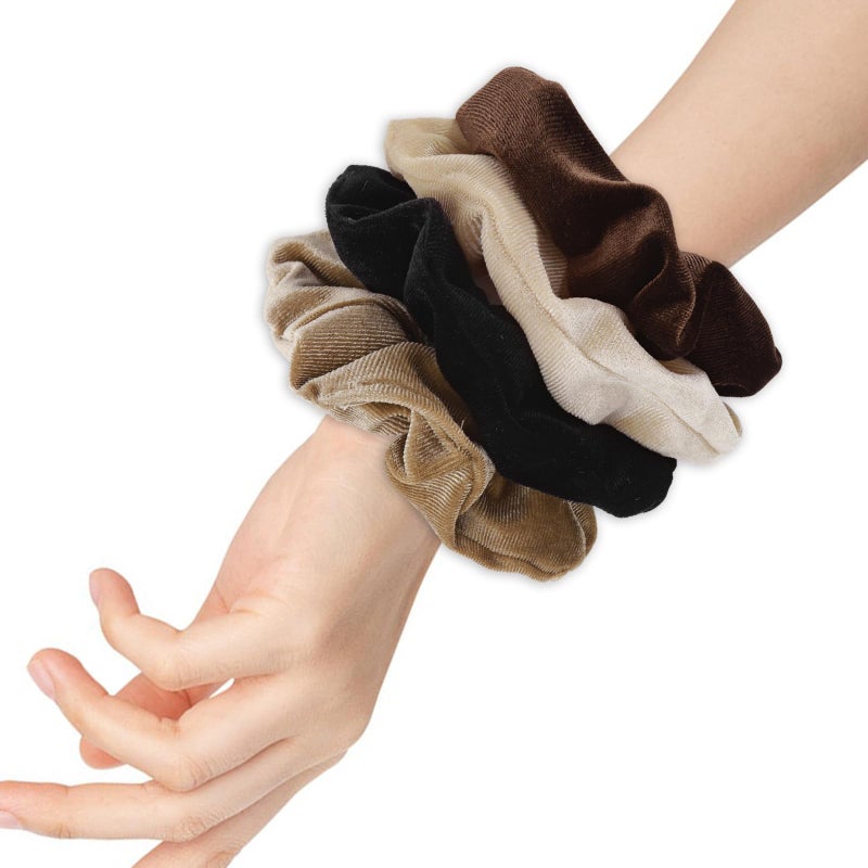 WY LIGHTING LEVEL Large Scrunchies for Women 4Pcs Velvet Jumbo Scrunchies for Hair Soft Ponytail Holder Cute Colors Elastic Hair Bands Fashion Bulk Hair Ties for Teens Girls Thick Curly Thin Fine Hair Valentine's Day - Image 4