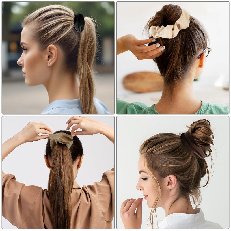 WY LIGHTING LEVEL Large Scrunchies for Women 4Pcs Velvet Jumbo Scrunchies for Hair Soft Ponytail Holder Cute Colors Elastic Hair Bands Fashion Bulk Hair Ties for Teens Girls Thick Curly Thin Fine Hair Valentine's Day - Image 5