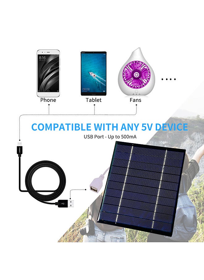 2.5W/5V/3.7V Portable Solar Charger With USB Port Compact Solar Panel Phone Charger For Camping Hiking Travel