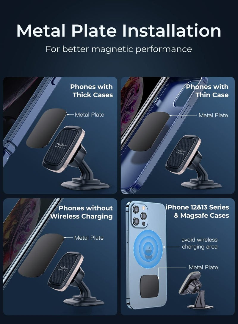 Brave Universal Magnetic Car Phone Holder for Dashboard, 360-Degree Rotating Mount with Strong Neodymium Magnets, Powerful Adhesive, One-Hand Operation, Compatible with iPhone Air, iPhone 17 / 17 Pro / 17 Pro Max, iPhone 16 / 15 / 14 / 13 / 12, Samsung Galaxy S25–S22, Huawei, Xiaomi and All Smartphones - Image 5