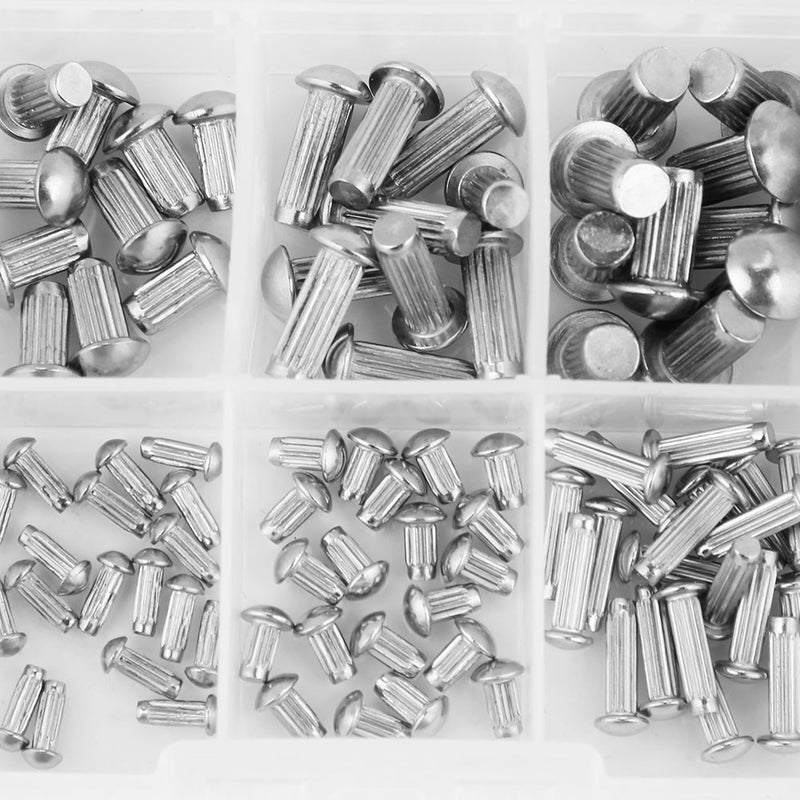 160pcs M2-M5 Stainless Steel Round Head Knurled Shank Solid Rivets Assortment Set - Image 5