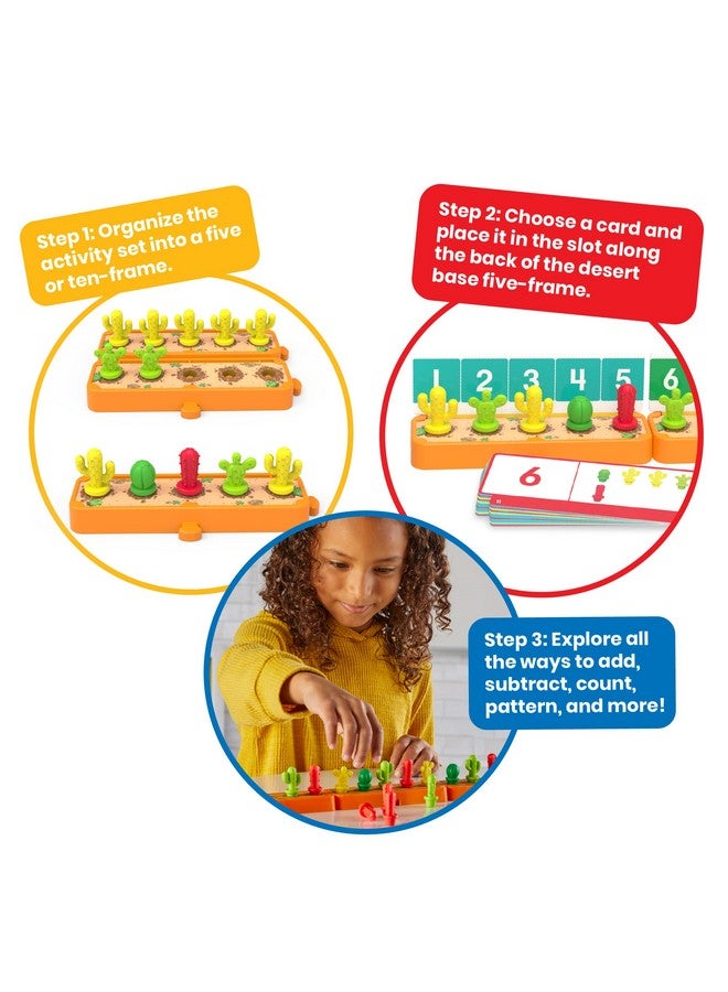hand2mind hand2mind Cactus Counting Desert Math Activity Set, Ten Frame Math Manipulatives, Color Counters for Kids Math, Montessori Math Materials, Math Games for Kindergarten, Addition and Subtraction Games - Image 2