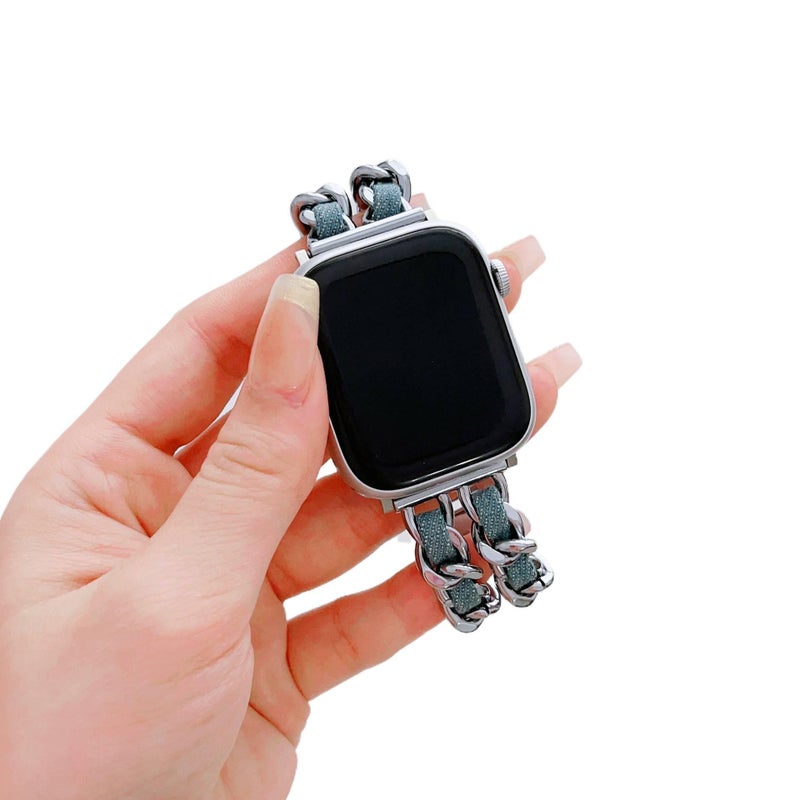 منتج لـ الاستخدام باللون فضي Apple Watch فضي Metal Smartwatch اليومي للساعة الذكية واستبدال السوار والرياضة وتغيير الإطلالة - Image 1