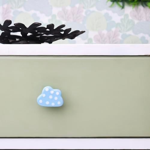 Indian-Shelf IndianShelf 1 Piece Sky Blue Ceramic Fancy Drawer Knobs for Door Cabinet Wardrobe Dresser Furniture Kitchen Cabinet Cupboard Cloud Kids knobs Laundry Room Knob Pulls - Image 4