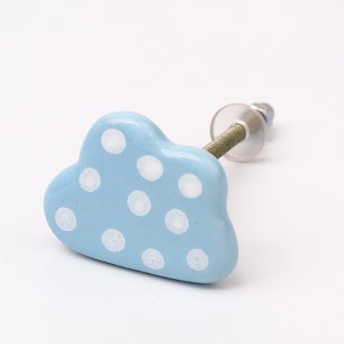 Indian-Shelf IndianShelf 1 Piece Sky Blue Ceramic Fancy Drawer Knobs for Door Cabinet Wardrobe Dresser Furniture Kitchen Cabinet Cupboard Cloud Kids knobs Laundry Room Knob Pulls - Image 3