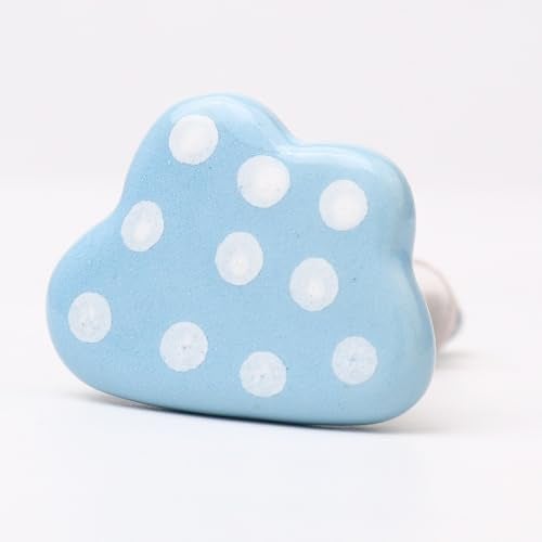 Indian-Shelf IndianShelf 1 Piece Sky Blue Ceramic Fancy Drawer Knobs for Door Cabinet Wardrobe Dresser Furniture Kitchen Cabinet Cupboard Cloud Kids knobs Laundry Room Knob Pulls - Image 1
