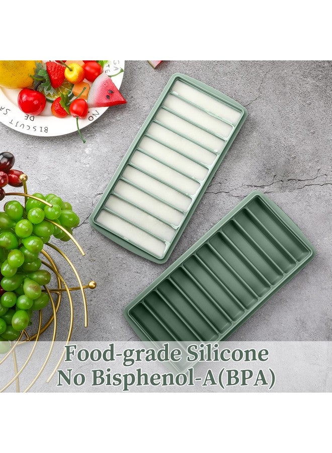 Eaasty 2 Pieces Breastmilk Storage Container Baby Food Milk Silicone Freezer Trays with Lid Breastmilk Freezer Tray Organizer Ice Trays Silicone Storage Bag Tray 10-1 oz Bars(Green) - Image 3