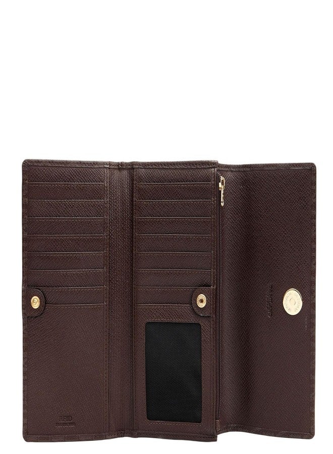 Da Milano Premium Leather Wallet for Women | Multi Compartment Travel Wallet - Brown (10127C) - Image 5