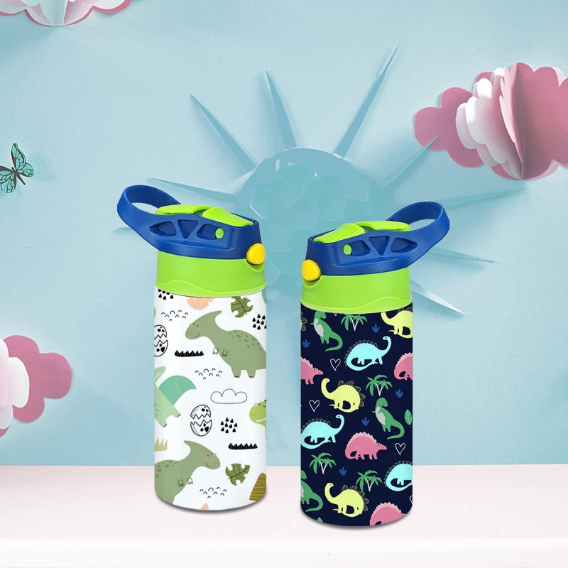 XccMe Kids Sublimation Tumbler,12oz Sublimation Water Bottle Blanks,Straight Stainless Steel Todder Sippy Cup,Double Wall Insulated Sippy Tumbler with Handle,Shrink Films,Leak Proof (Blue) - Image 2