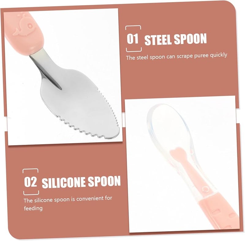 ملعقة تغذية مزدوجة الرأس للرضع مع صندوق تخزين للسفر والفطام - Image 5