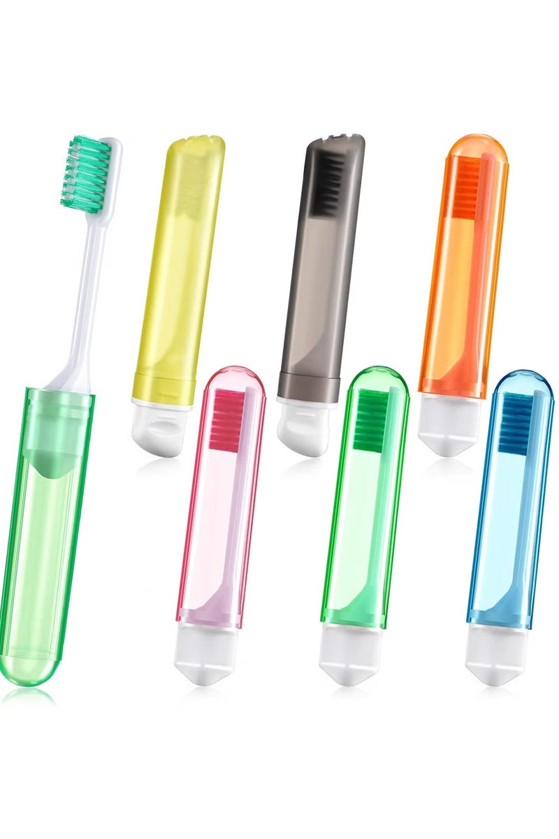 6 PCS Travel Toothbrush, Mini Travel Toothbrush Kit, Portable Soft Travel Toothbrushes, Folding Toothbrush Comes with a Toothbrush Box for Travel, Camping, School, Home, Business Trip (Multicolor) - Image 1
