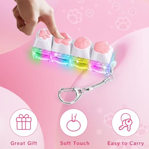 Cozymate Keyboard Fidget Toys for Adults Keyboard Clicker with LED Light Keychain Fidget Sensory Fun Toys for Anxiety Decompression (RPSCatPaw, 4 in 1) - Image 3
