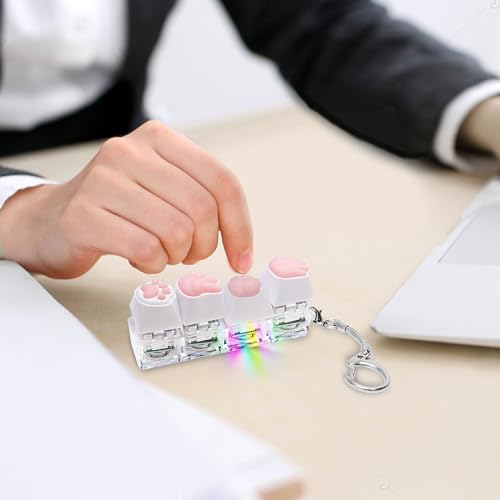 Cozymate Keyboard Fidget Toys for Adults Keyboard Clicker with LED Light Keychain Fidget Sensory Fun Toys for Anxiety Decompression (RPSCatPaw, 4 in 1) - Image 4