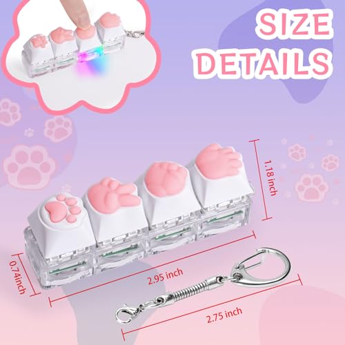 Cozymate Keyboard Fidget Toys for Adults Keyboard Clicker with LED Light Keychain Fidget Sensory Fun Toys for Anxiety Decompression (RPSCatPaw, 4 in 1) - Image 2