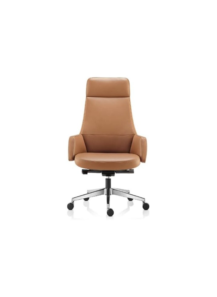 Kaliber - Kaliber Evox Office Chair - Upholstered in Brown PVC Leather, Leatherette Padded Armrests, 4 Recline Lock Tilt Mechanism, Gaslift, Aluminium Base, Nylon Casters - Image 1