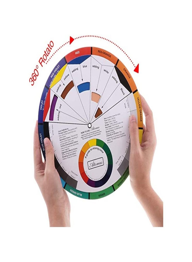 عجلة ملونة إبداعية ، دليل تعليم لمزج الطلاء، أداة تعليمية لفئة الرسم البياني لمزج المكياج والألوان المختلطة (23.5 سم) - Image 2